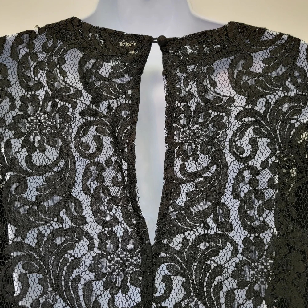 Wilfred Aritzia Short Sleeve Black Lace Scalloped Hem Dress No Liner Size M - Picture 7 of 11